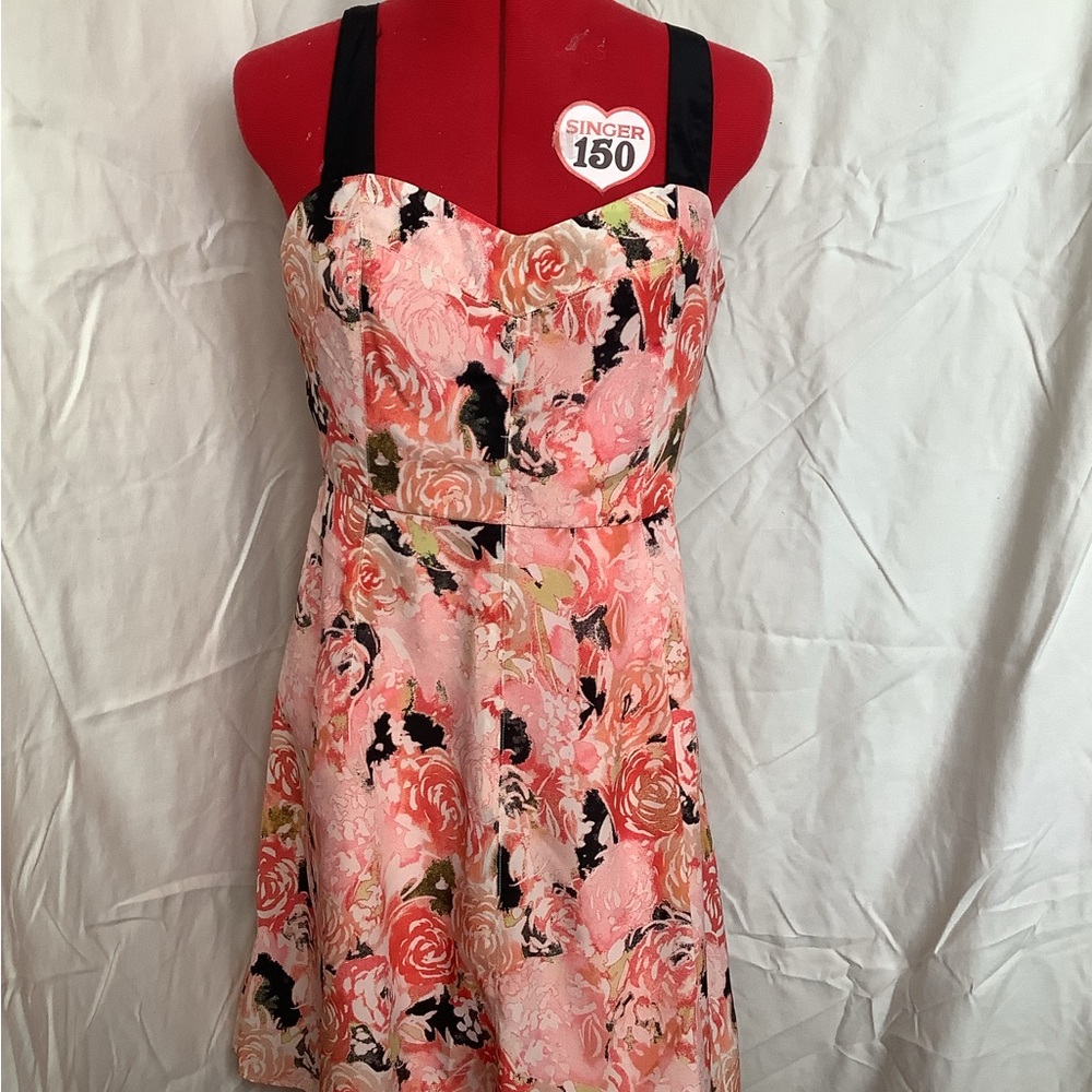 Candie's Floral Pink and Black Dress